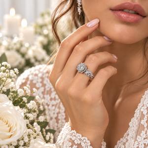 Unique Diamond Lotus Flower Engagement Ring