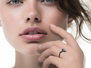 Moss Agate Art Deco Engagement Ring Set