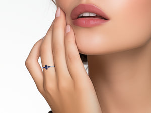 Sapphire Marquise Engagement Ring Set