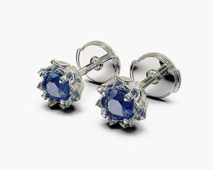 Blue Sapphire Earrings - Lotus Earrings