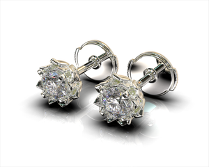 Diamond Stud Earrings - Lotus Earrings