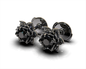 Black Diamond Gothic Earrings - Lotus Earrings