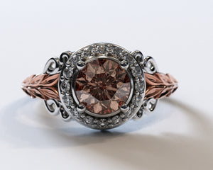 Flower Morganite Halo Engagement Ring
