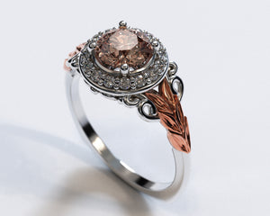 Flower Morganite Halo Engagement Ring