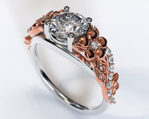 Unique Lotus Flower Engagement Ring