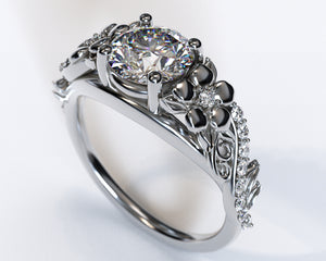 Unique Lotus Flower Engagement Ring