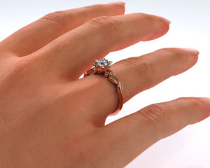 Unique Floral Halo Rose Gold Engagement Ring