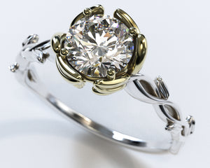 Floral Diamond Halo Engagement Ring