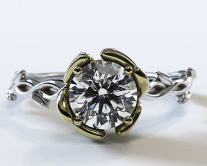 Floral Diamond Halo Engagement Ring