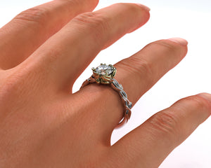 Floral Diamond Halo Engagement Ring