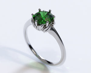 Unique Emerald Flower Engagement Ring