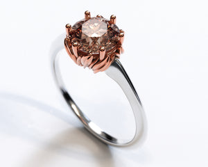 Two Tone Gold Floral Morganite Engagement Ring