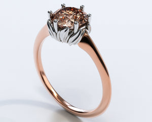 Unique Two Tone Gold Halo Morganite Engagement Ring