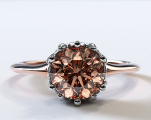 Unique Two Tone Gold Halo Morganite Engagement Ring