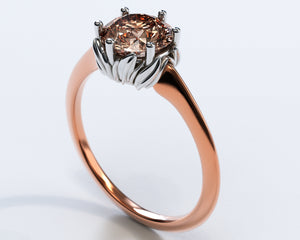 Unique Two Tone Gold Halo Morganite Engagement Ring