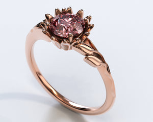 Unique Floral Morganite Halo Engagement Ring
