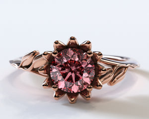Unique Floral Morganite Halo Engagement Ring