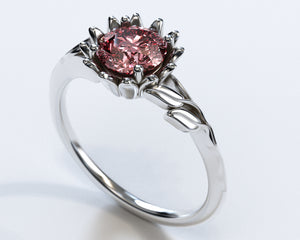 Unique Floral Morganite Halo Engagement Ring