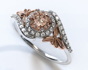 Floral Halo Morganite Engagement Ring