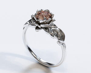 Lotus Flower Engagement Ring With Morganite