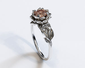 Lotus Flower Engagement Ring With Morganite