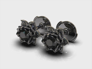 Black Diamond Gothic Earrings - Lotus Earrings