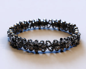 Unique Black Gold Floral Wedding Ring