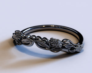 Unique Black Floral Wedding Ring