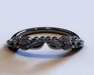 Unique Black Floral Wedding Ring