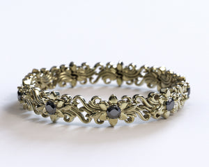 Unique Black Gold Floral Wedding Ring