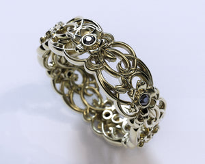 Black Gold Flower Wedding Ring