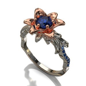 Lily Flower Sapphire Engagement Ring