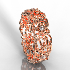 Rose Gold Flower Wedding Ring