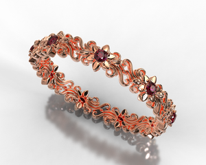 Unique Rose Gold Floral Wedding Ring