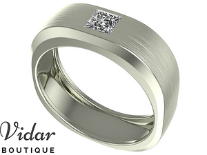 Unique Princess Cut Diamond Mens Wedding Ring