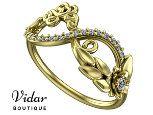 Lotus Flower Infinity Diamond Wedding Band For Women