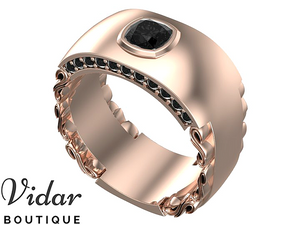 Unique Mens Black Diamond Wedding Band