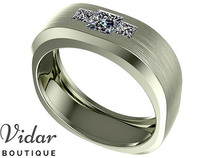 Unique White Gold Diamond Wedding Band For Men
