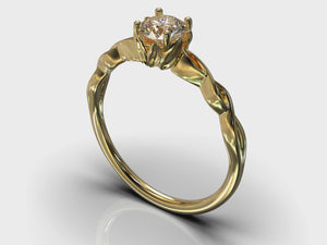 Blooming Diamond Engagement Yellow Gold Ring