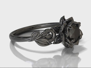 Unique Black Gold Engagement Ring