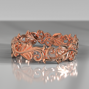 Rose Gold Leaf Wedding Band