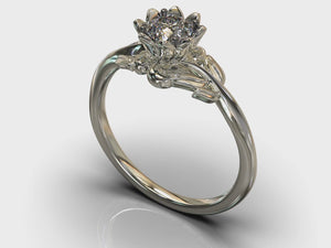 Unique Moissanite Flower Engagement Ring