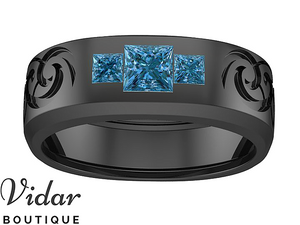 mens blue diamond wedding band