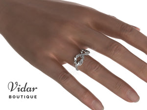 Flower Infinity White Gold Wedding Band For Women