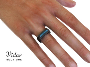 Blue Diamonds Mens Two Tone Gold Wedding Ring