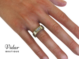 Unique Diamond Tribal Mens Wedding Ring