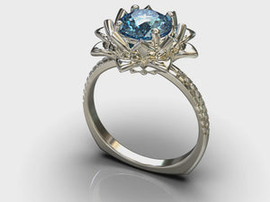 Ice Sapphire Flower Engagement Ring