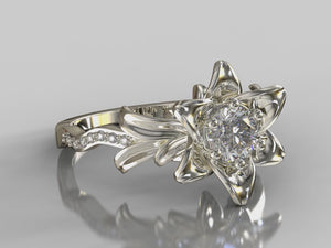 Blooming Moissanite Flower Engagement Ring