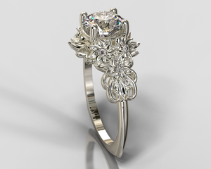 Unique Flower Engagement Ring White Gold By Vidar Boutique