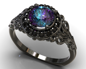 Unique Alexandrite Flower Engagement Ring